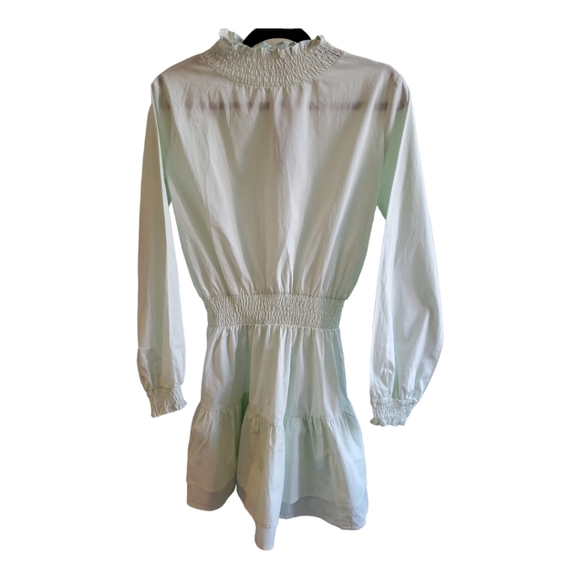 NASTY GAL Frill I Found You High Neck Long Sleeve Tiered Mini Dress Mint Green - Picture 12 of 12